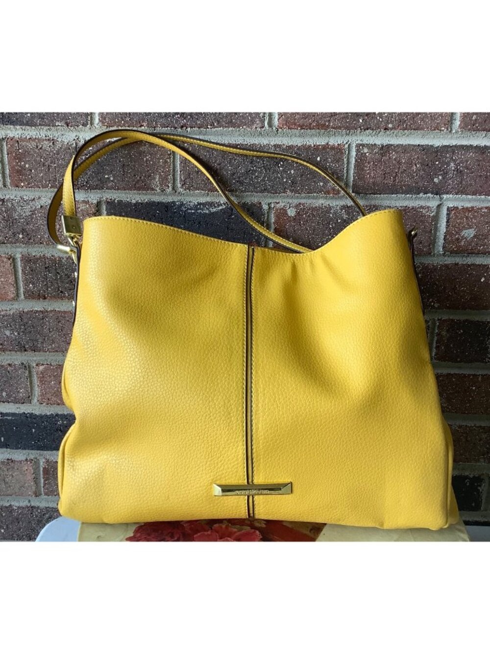 Anne Klein Triple Pocket -- Yellow Slouch Handbag — New